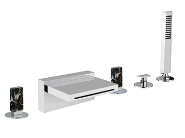 VITA DUE 53029ANP - Deck mounted waterfall bathtub tap with hand shower by Rubinetterie Frattini - view 2